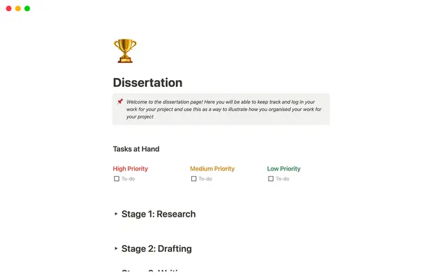 Dissertation Organiser