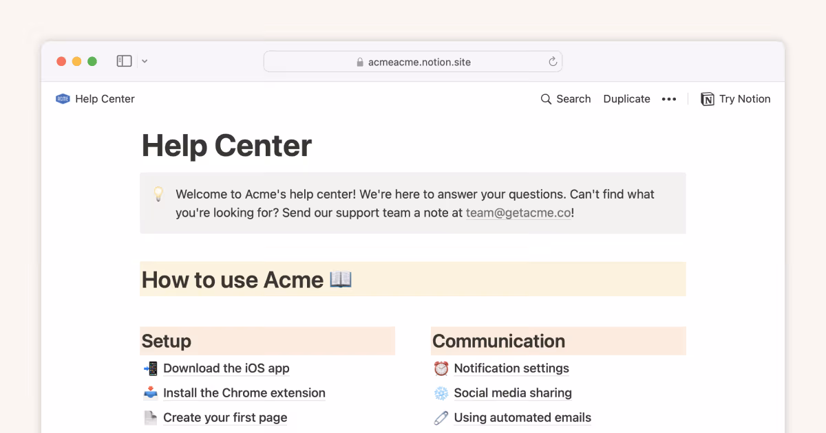 How to build a help center in Notion