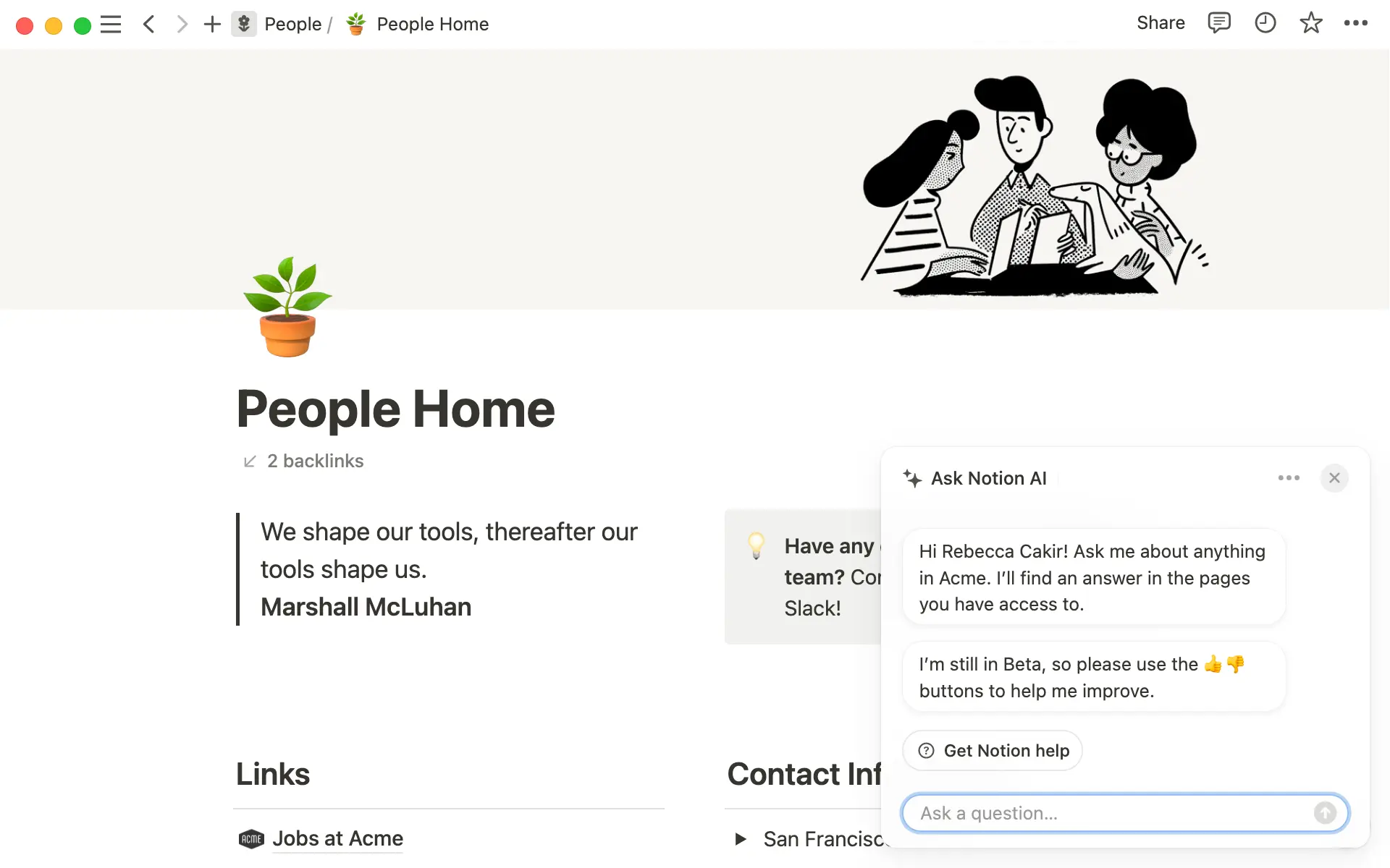 Click the sparkle in the bottom right to open Q&A. Alternatively, find Q&A in the search menu.