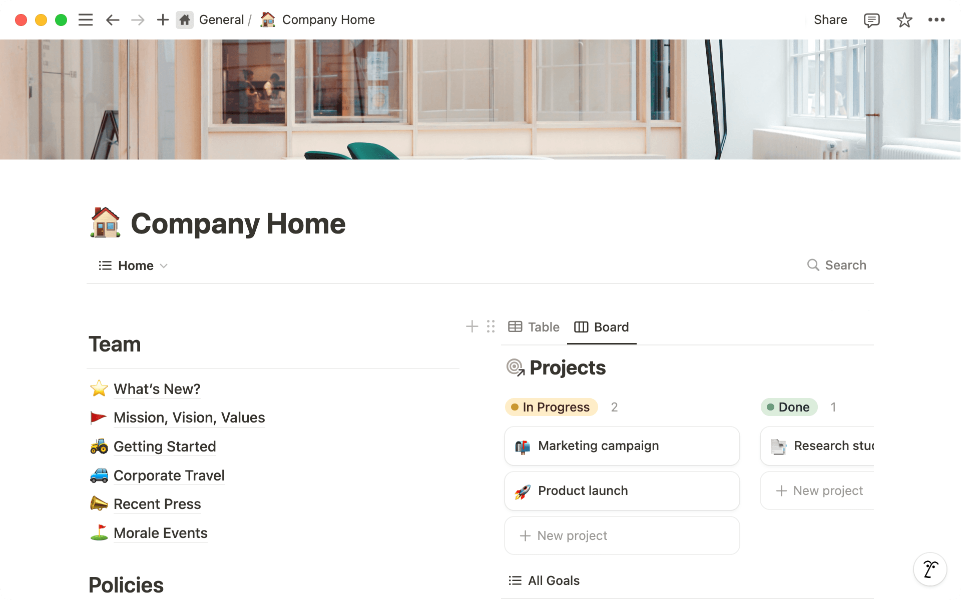 Add a view of your project tracker on your Company Home page.