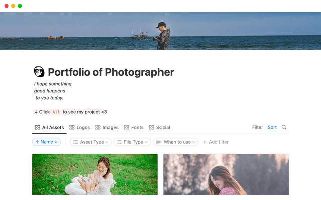 Portfolio of photographer