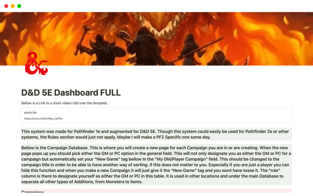 D&D 5E Dashboard FULL
